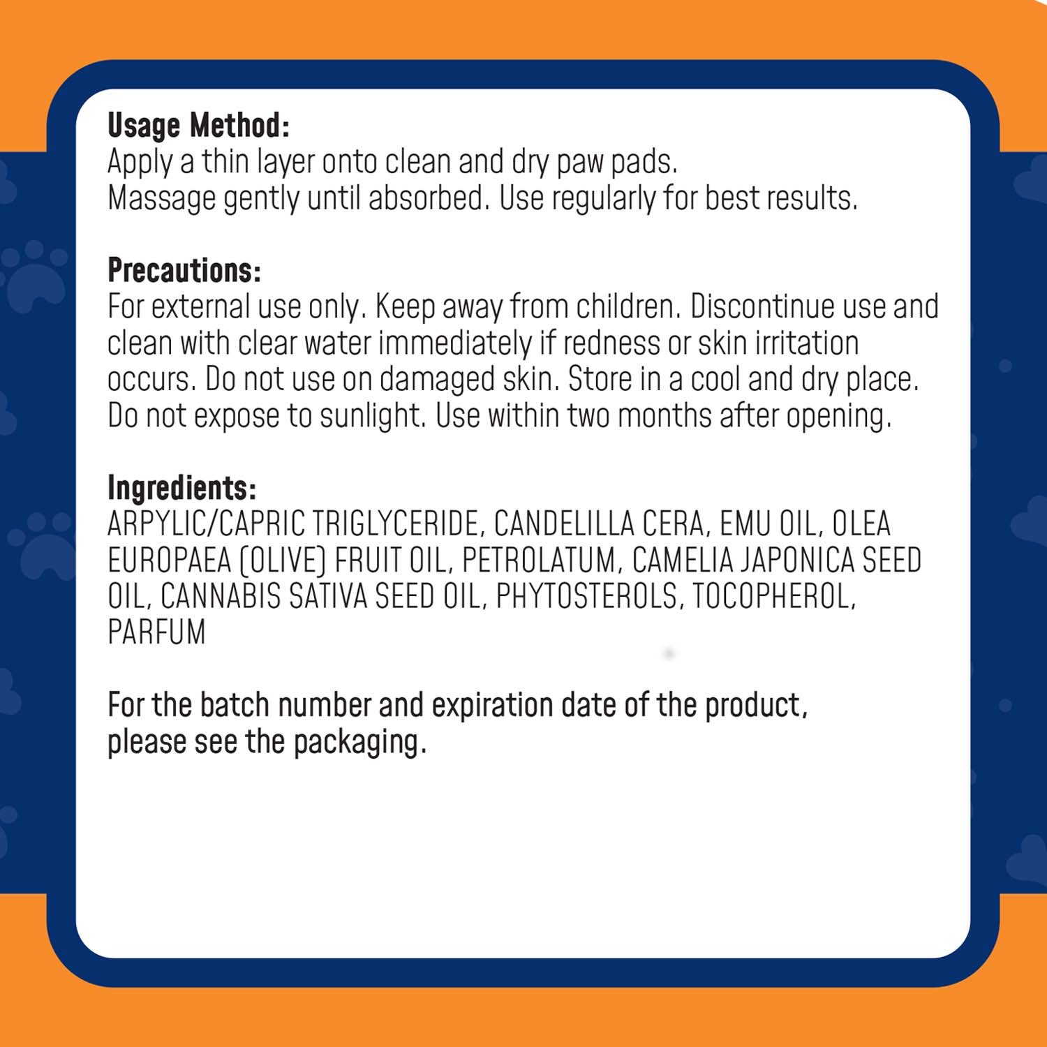 Organic Paw Balm - Ingredients